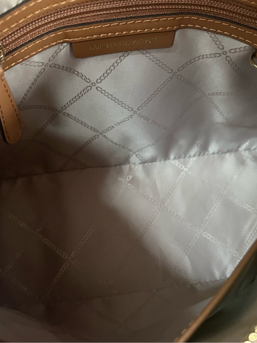 Michael Kors Small Brown Logo Tote with Tan Trim - Picture 7 of 7
